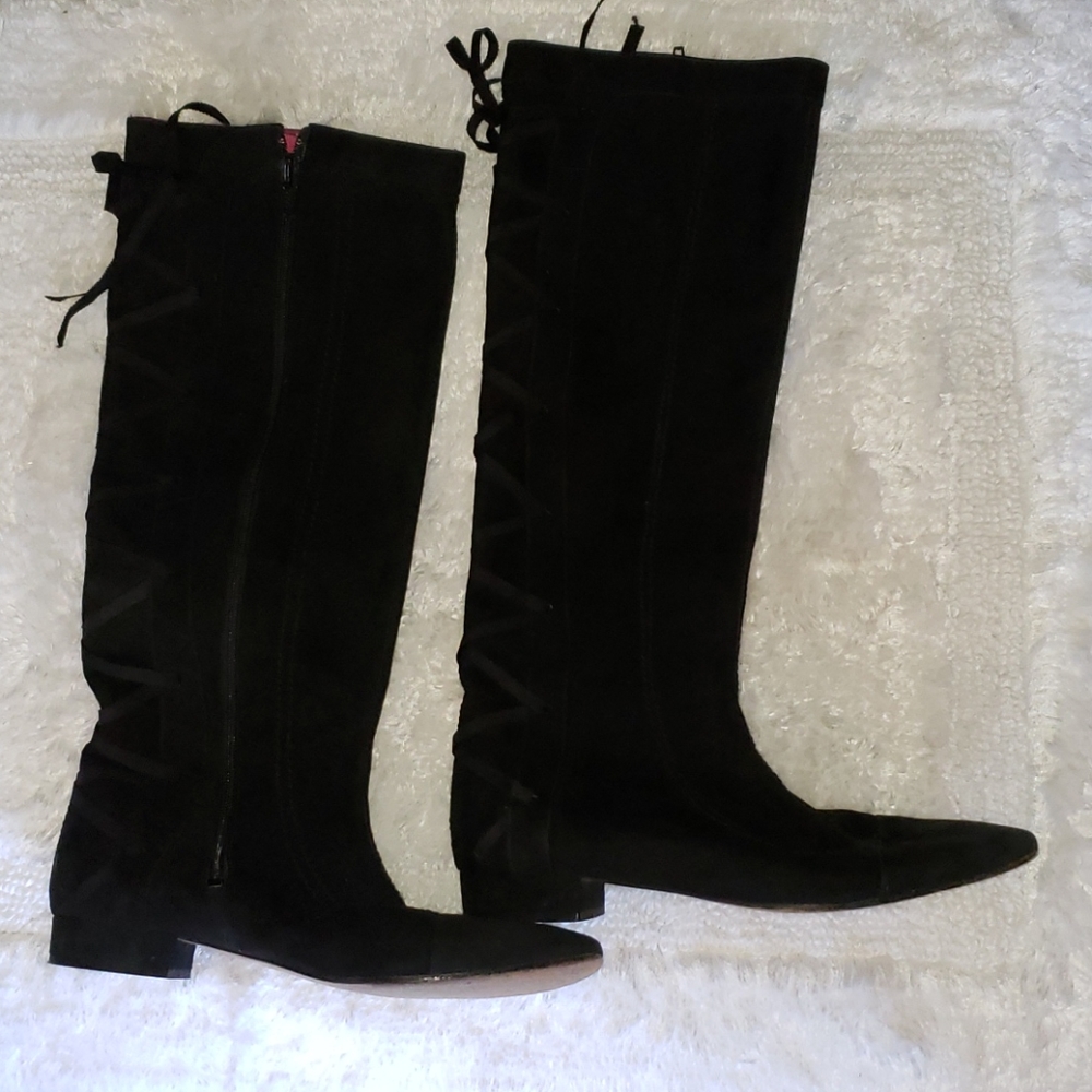 Charles Jourdan Black Suede Knee High Boots